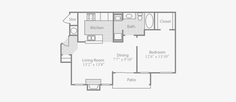 Crowne Park Apartments, Winston-salem, Nc, Offers Two - One Bedroom Living Room Apartment Floor Plan, transparent png download