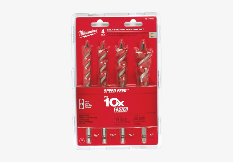 Milwaukee 48-13-0400 4 Pc Speed Feed Wood Bit Set, transparent png download