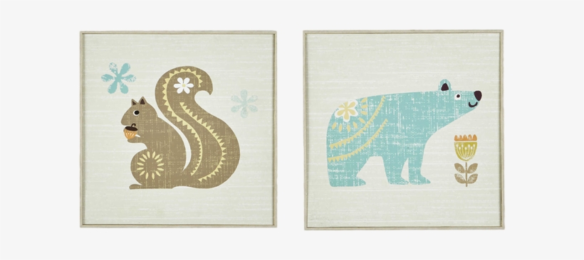 Ink Ivy 2-piece Woodland Bear And Squirrel Framed Wall - Ink Plus Ivy Iik95a-0002 Woodl, transparent png download