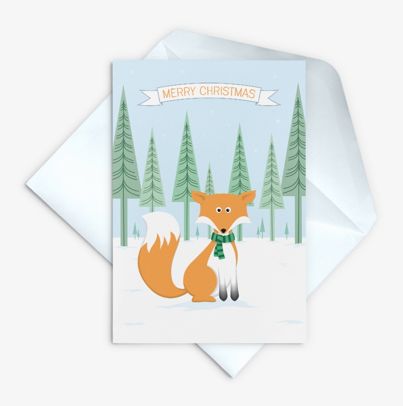 Woodland Fox Christmas Card - Christmas Day, transparent png download