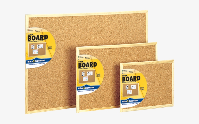 O1s Cork Board 60x90cm Wood Frame - Wooden Board For Office, transparent png download