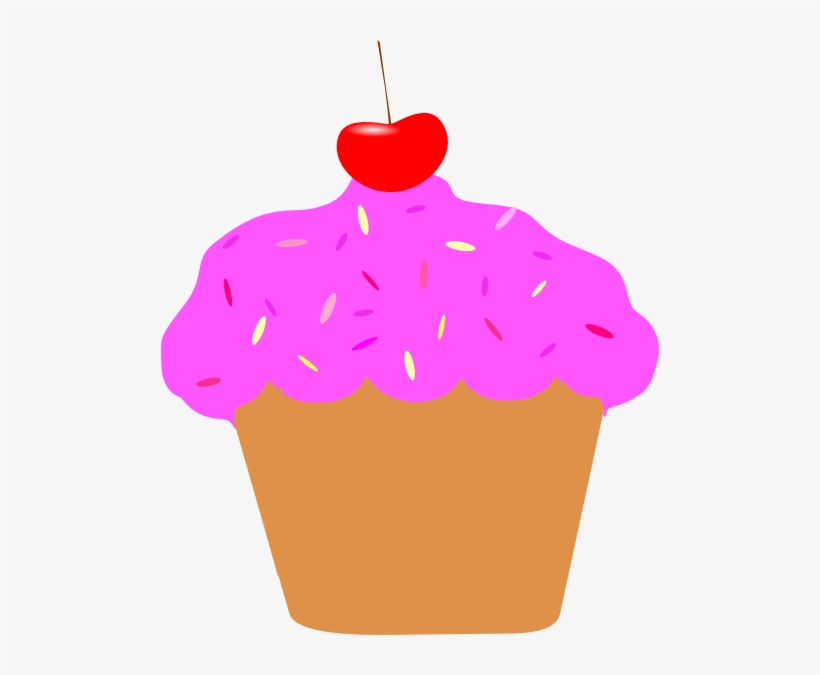 Pink Cherry Cupcake Clip Art - Cup Cake Clip Art, transparent png download