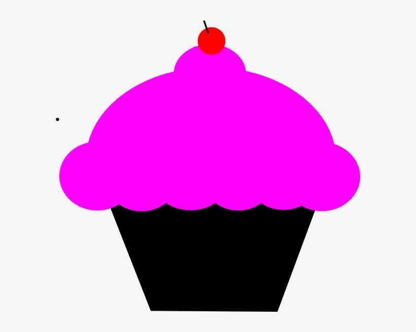 Black And Pink Cupcake With Cherry Clip Art - Clip Art, transparent png download