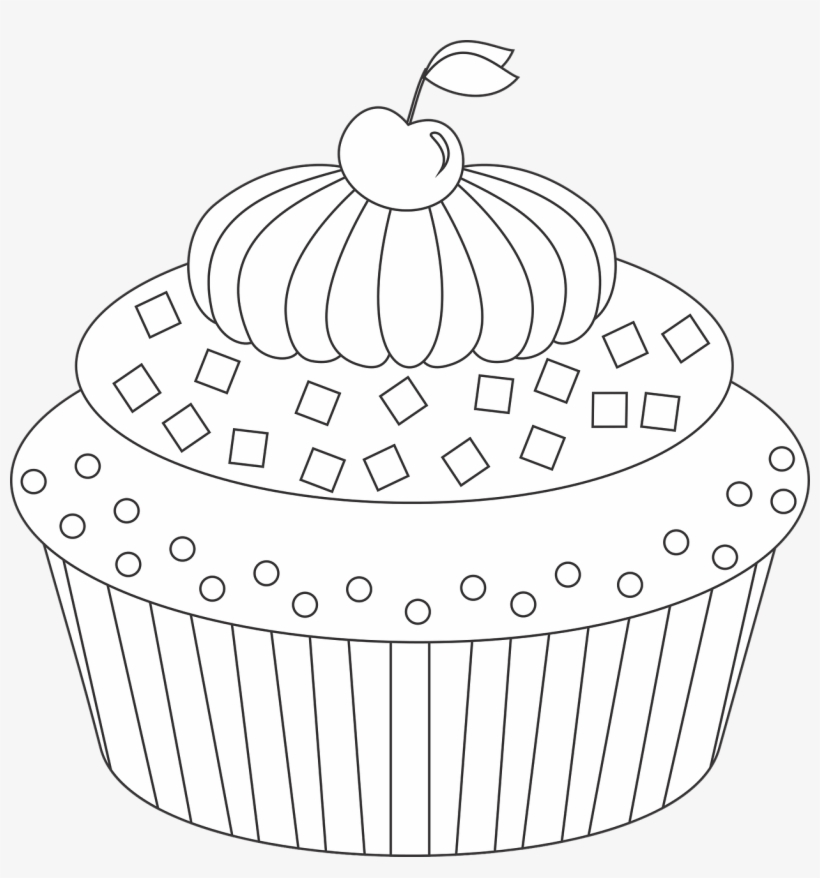 Vector Graphics,free Pictures - รูป คั พ เค้ก ขาว ดำ, transparent png download