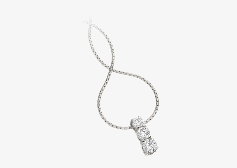 A Timeless Three Stone Diamond Necklace In 18ct White - 18ct White Gold Necklace, transparent png download
