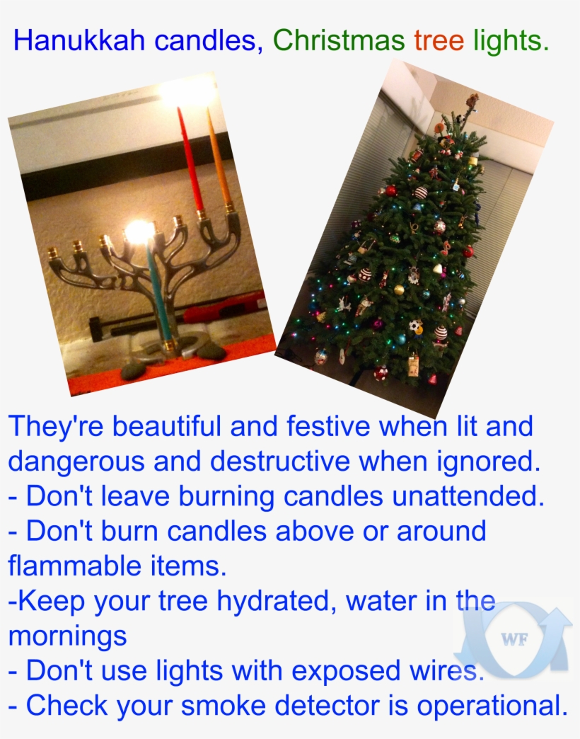 Hanukkah Candles, Christmas Tree Lights Festive Dangers - Christmas Tree, transparent png download