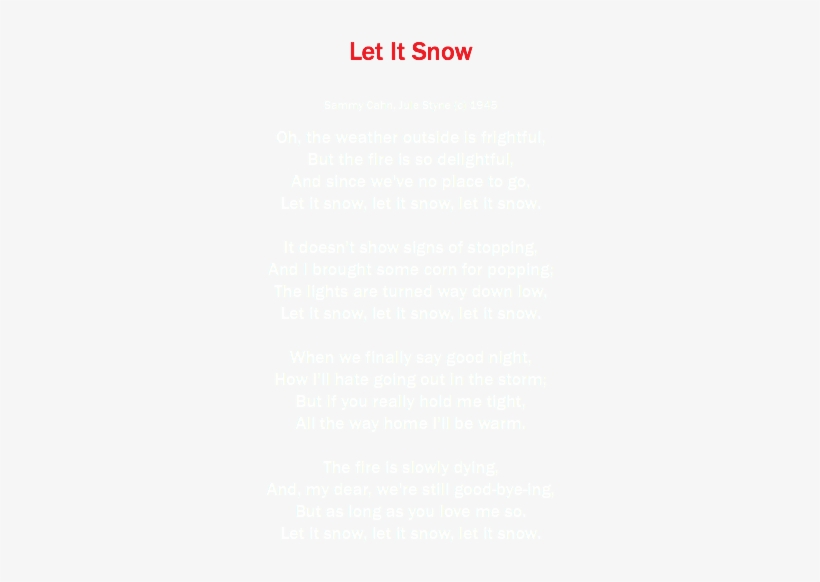Let It Snow Sammy Cahn, Jule Styne 1945 Oh, The Weather - Document, transparent png download