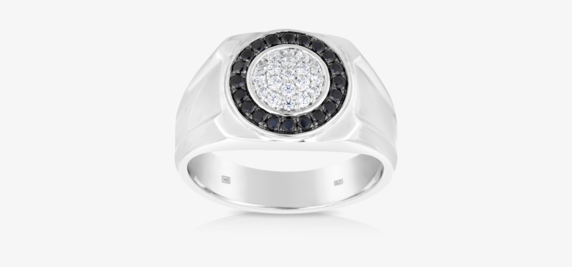 Men's Black And White Cubic Zironcia Ring Set In Sterling - Silver, transparent png download