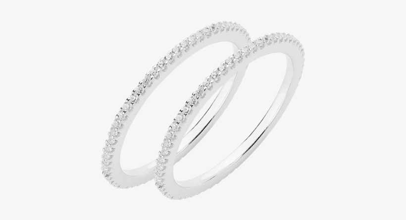 Two Thin Sterling Silver Cz Band Rings - Silver Thin Ring Pack, transparent png download