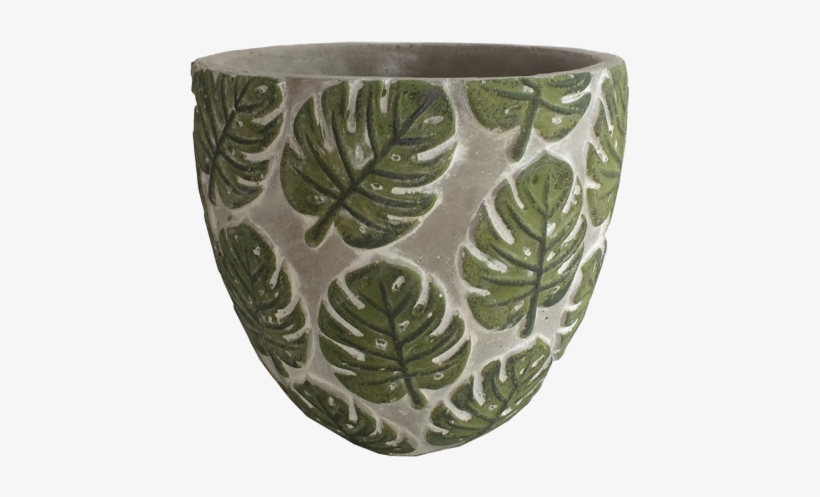 Pot Monstera Green Leaf Concrete 15cm - Concrete, transparent png download