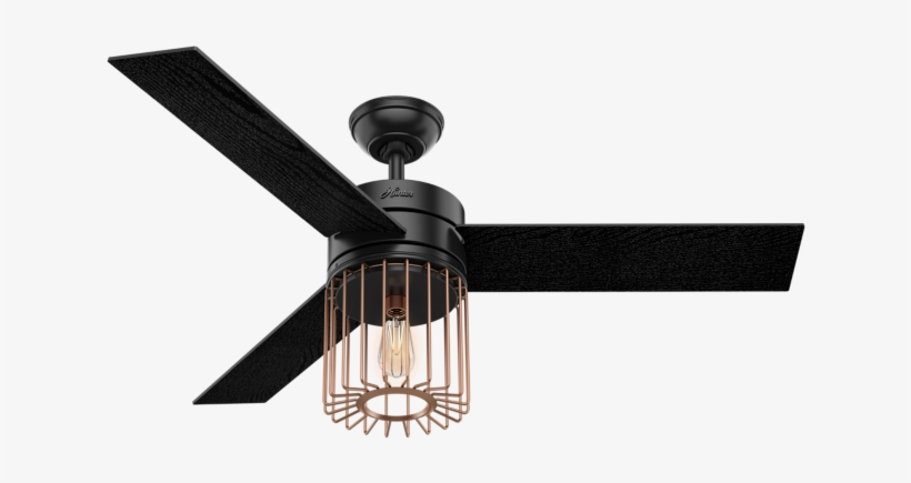 Hunter, Ronan Series 52" Ceiling Fan - Modern Ceiling Fan Black, transparent png download