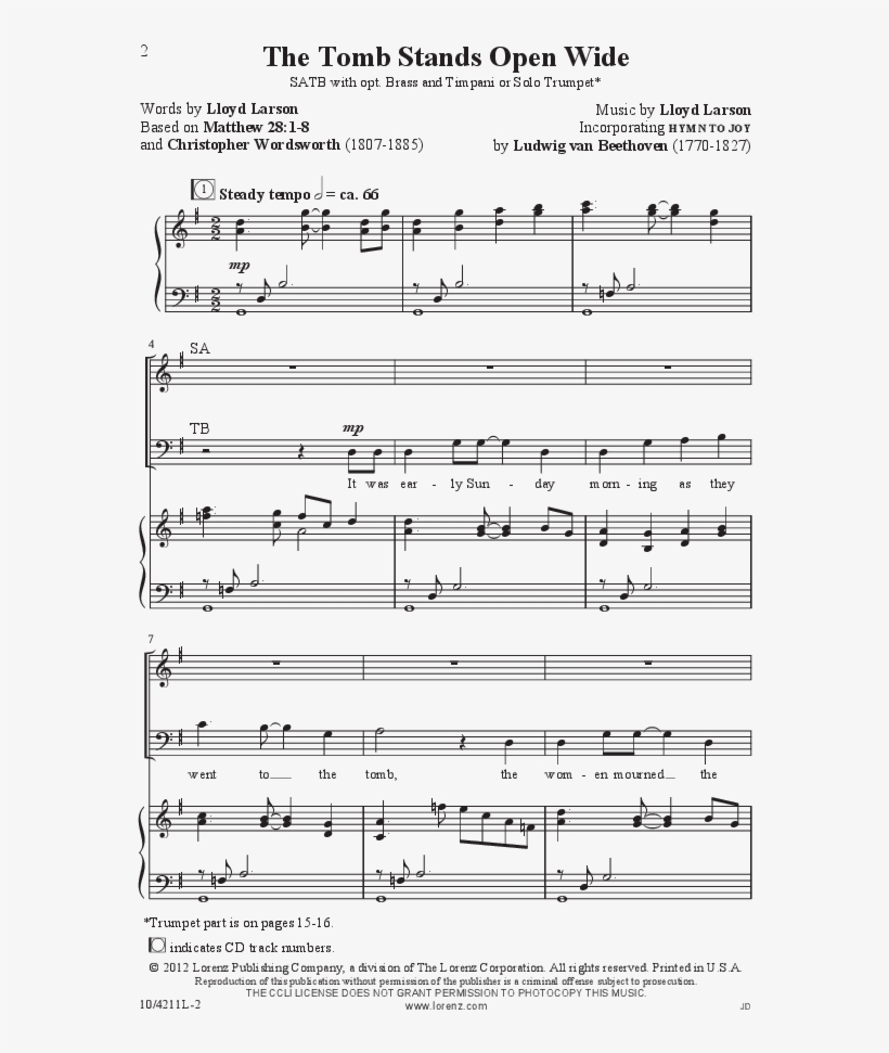 The Tomb Stands Open Wide Thumbnail The Tomb Stands - Sheet Music, transparent png download