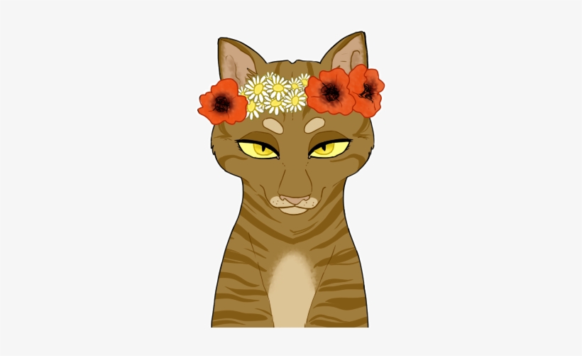 Flower Crown Cat Drawn - Warrior Cat With Flower Crown, transparent png download
