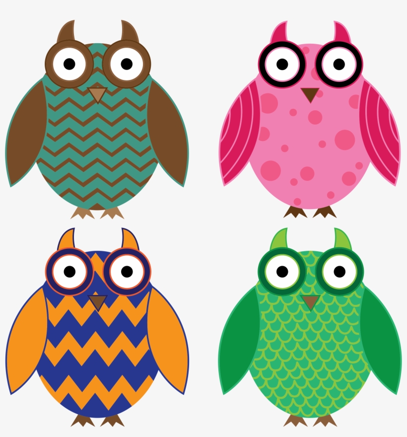 This Free Icons Png Design Of Four Colorful Owls, transparent png download