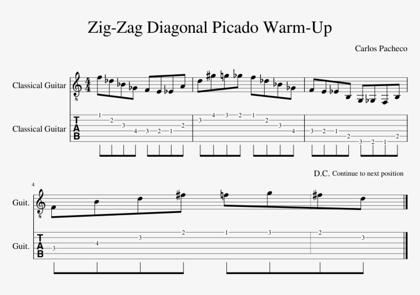 Zig Zag Diagonal Picado Warm Up Sheet Music Composed - Sheet Music, transparent png download