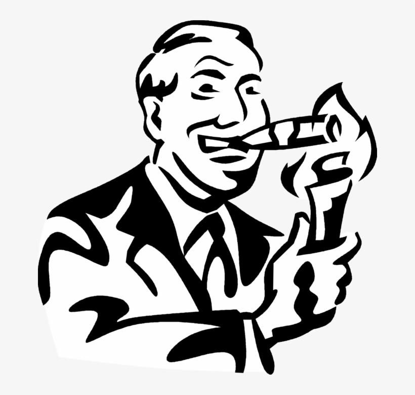 Hombre Encendiendo Un Cigarro Con El Dinero Libres - Cigar Stencil, transparent png download