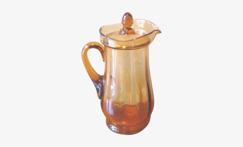 Vintage Amber Glass Lidded Lemonade Pitcher At Whimsicalvintage - Jug, transparent png download