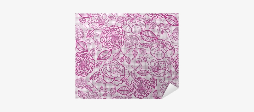 Vector Pink Lace Flowers Elegant Seamless Pattern Background - Art Print: Oksancia's Floral Line Art Seamless Pattern, transparent png download