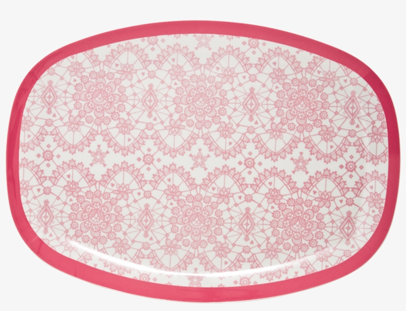 Pink Lace Print Rectangular Melamine Plate Rice Dk - Rice Large Zipper Bags - Lace And Butterfly Print -, transparent png download