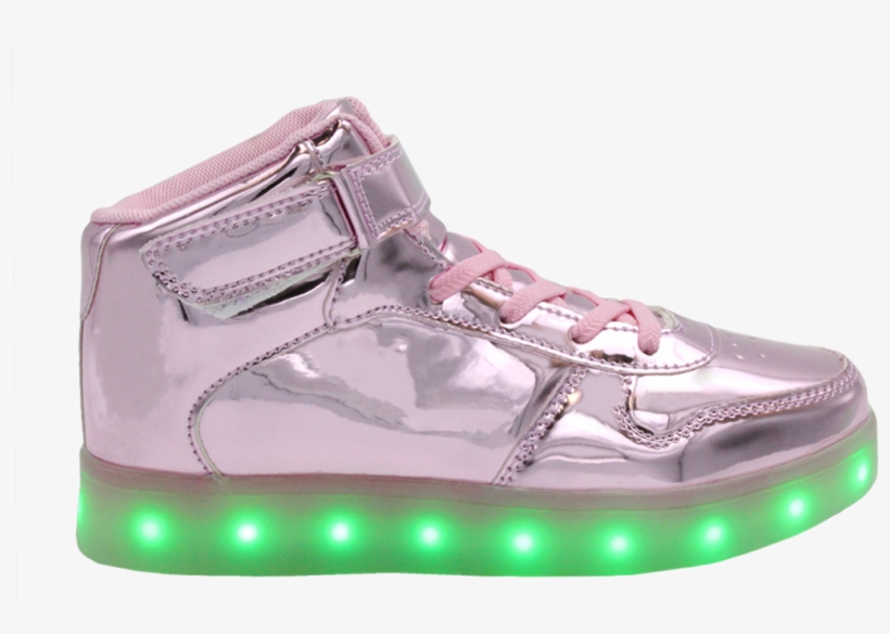 Kids Pink Shiny Ledshoes Hightop - Led Shoes, transparent png download