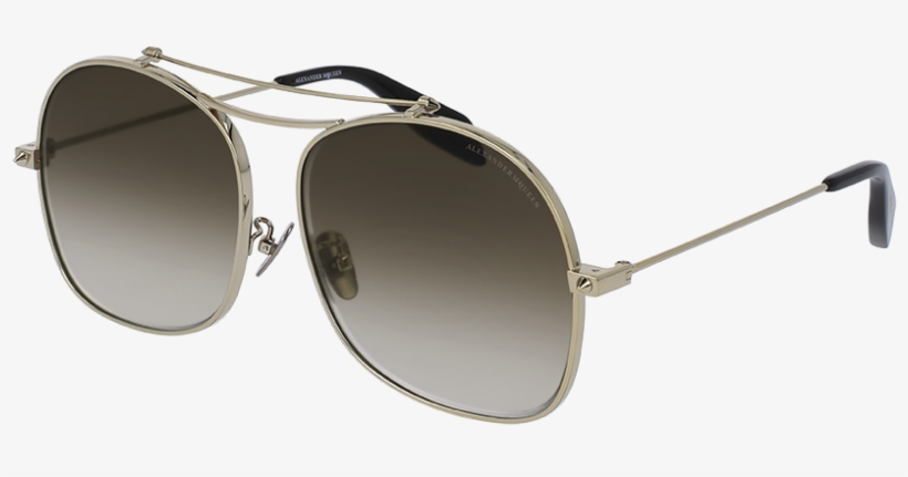 Am0088s - Alexander Mcqueen Am0088s Metal Sunglasses, Gold With, transparent png download