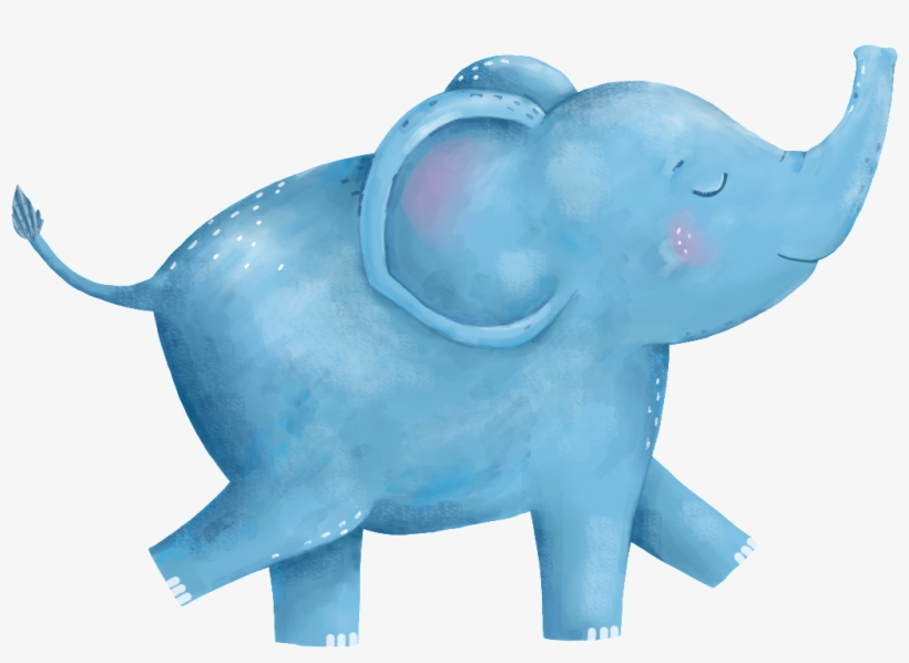 Pintado A Mano Azul Lindo Elefante Png Transparente - Drawing, transparent png download