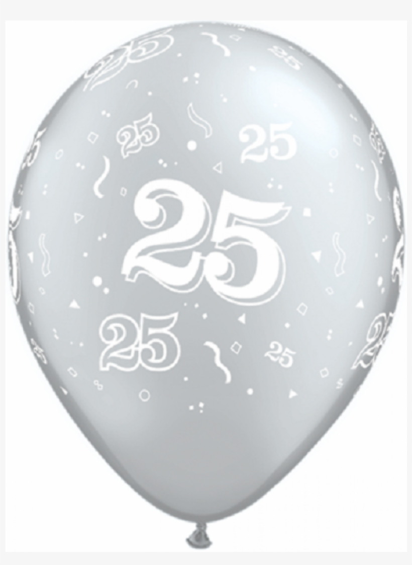 Latex 11" Print 25 Silver - Birthday Balloons, transparent png download