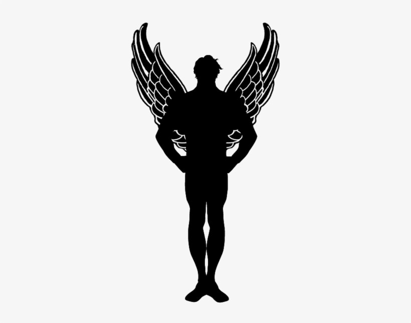 Fairy On Moon Silhouette Male Angel Fairy Silhouette - Male Angel Silhouette, transparent png download