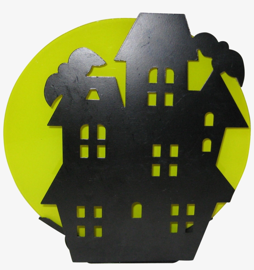 Haunted House Black Metal Silhouette Votive Candleholder - Emblem, transparent png download