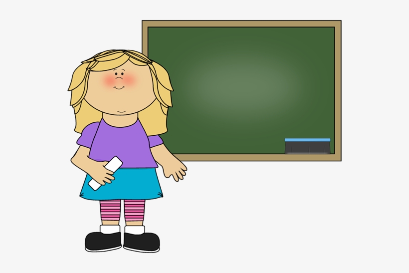 Girl Standing At Chalkboard - Maximizing The Use Of Overhead Projector, transparent png download