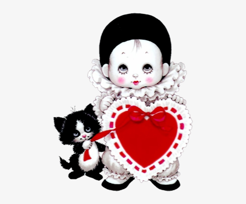 Cute Mime With Heart And Kitten Png Picture - Mensagem De Boneca, transparent png download