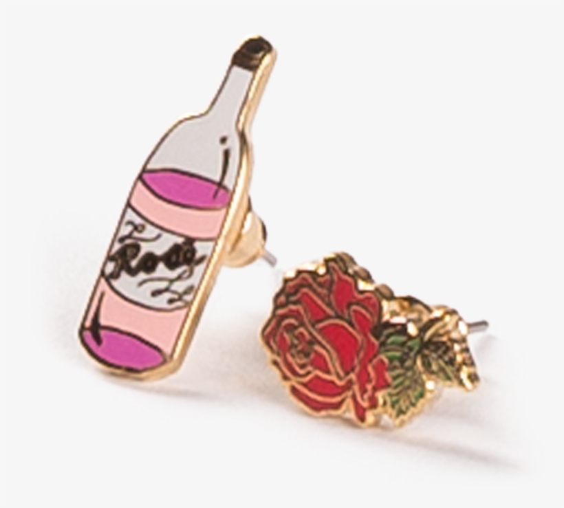 Rosé & Rose Earrings - Earring, transparent png download