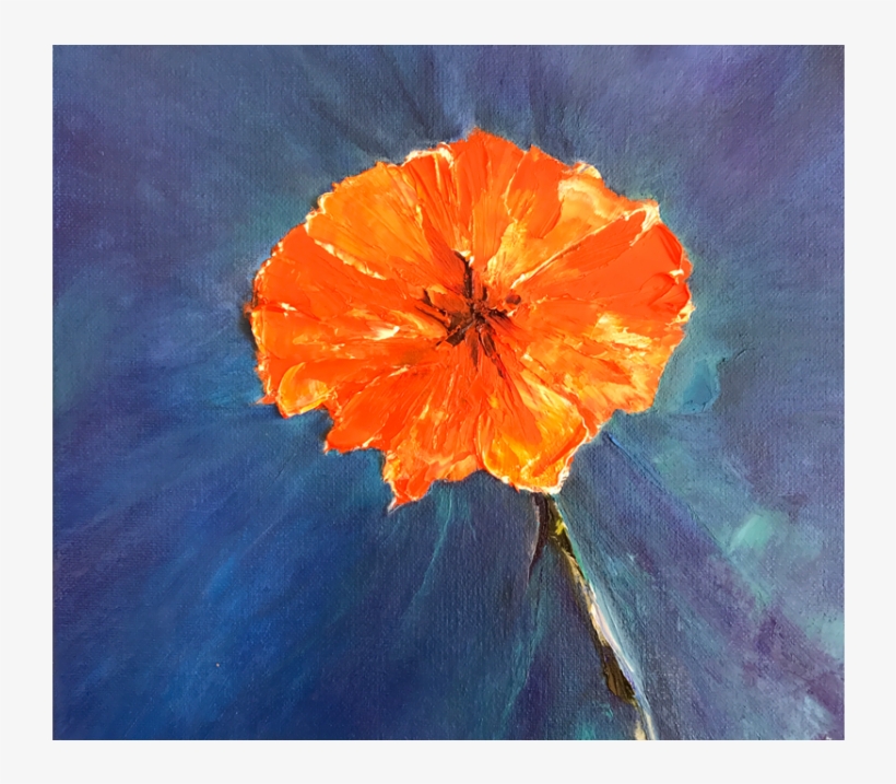 Beautiful Original Prickly Poppy Orange Flower Painting - Painting, transparent png download