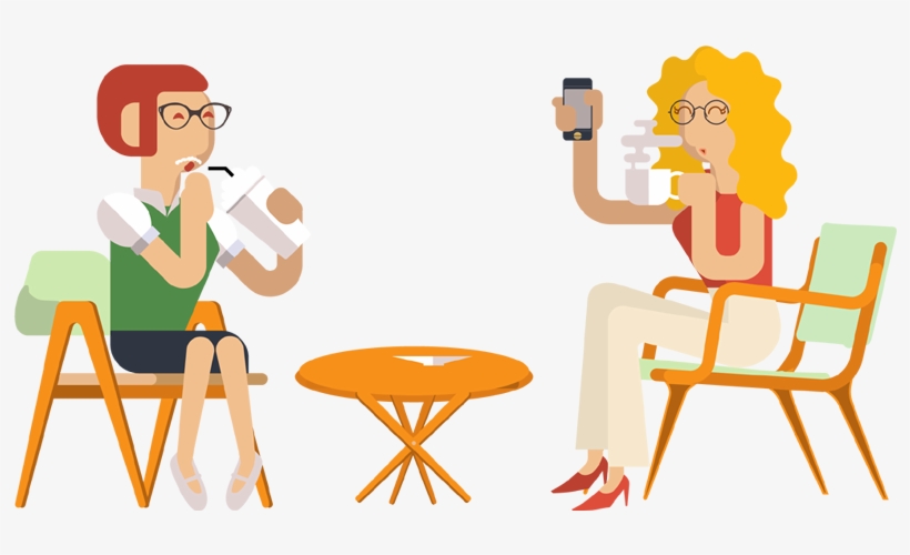 Graphic Library Shopping With Friends Clipart - Drinking Coffee Cartoon Png, transparent png download