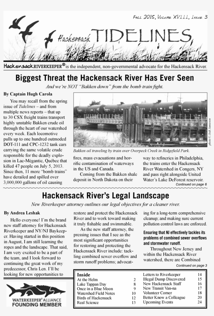 Fall 2015, Volume X Viii, Issue 3 Hackensackriverkeeper - Hackensack Riverkeeper, Inc., transparent png download
