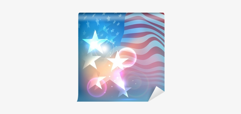 Shiny Stars On Waving American Flag Background - Star, transparent png download
