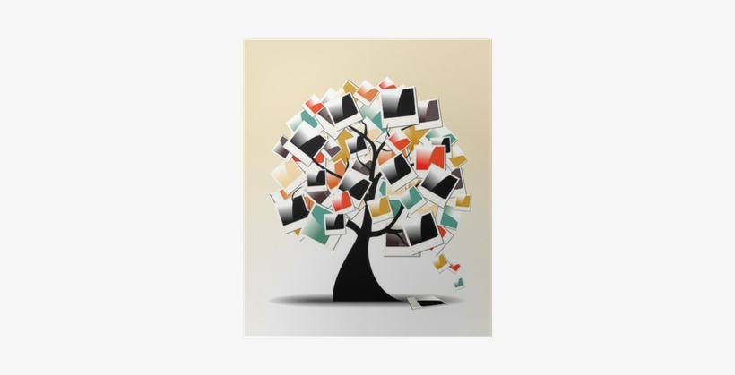 Retro Family Tree With Polaroid Photo Frames Poster - Family Tree, transparent png download