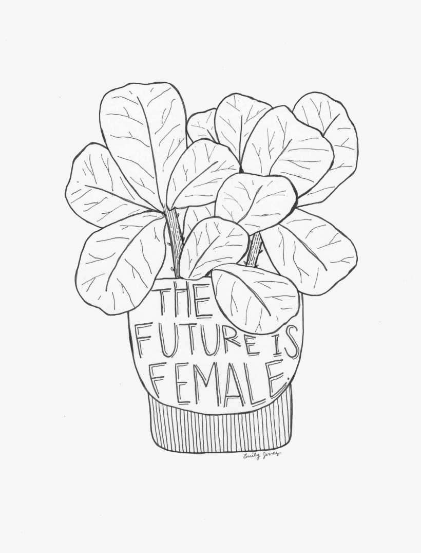 The Future Is Female Cute Fig Leaf Illustration By - Line Art, transparent png download