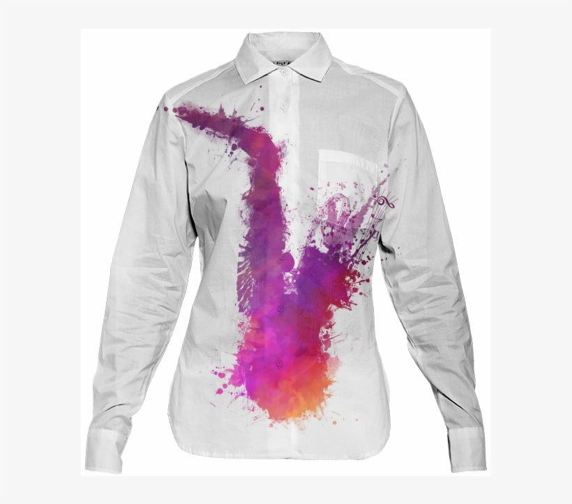 Saxophone Womens Button Down $82 - Saxophone, transparent png download