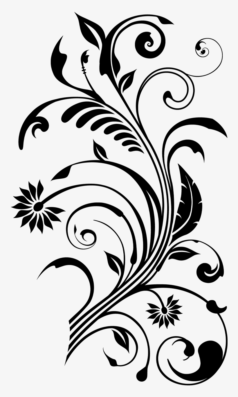 Floral Stuff - Flower Wall Mural - Black & White, transparent png download