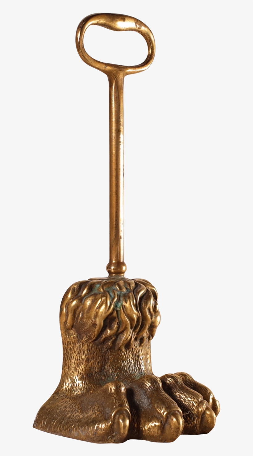 Victorian Brass Lion Paw Door Stop - Handbell, transparent png download
