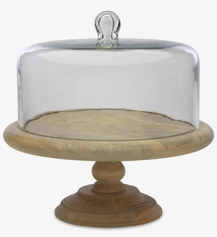 Mango Wood Cake Stand With Recycled Glass Dome - Nkuku - Recycled Glass Dome Cake Stand, transparent png download