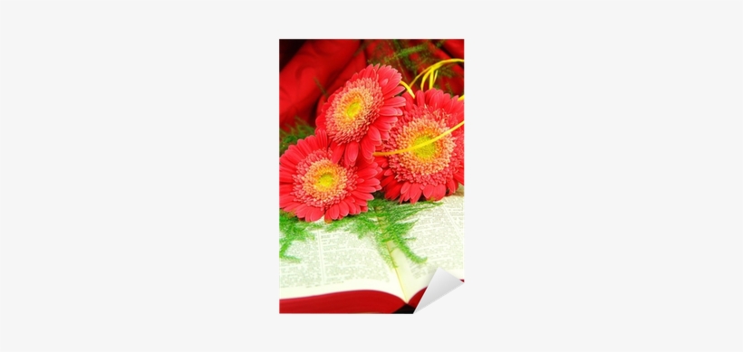 Detail Of Red Flowers And Open Bible Sticker • Pixers® - Bible, transparent png download