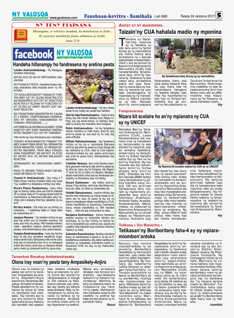 Ny Valosoa Vaovao, 24 Oktobra - Newspaper, transparent png download