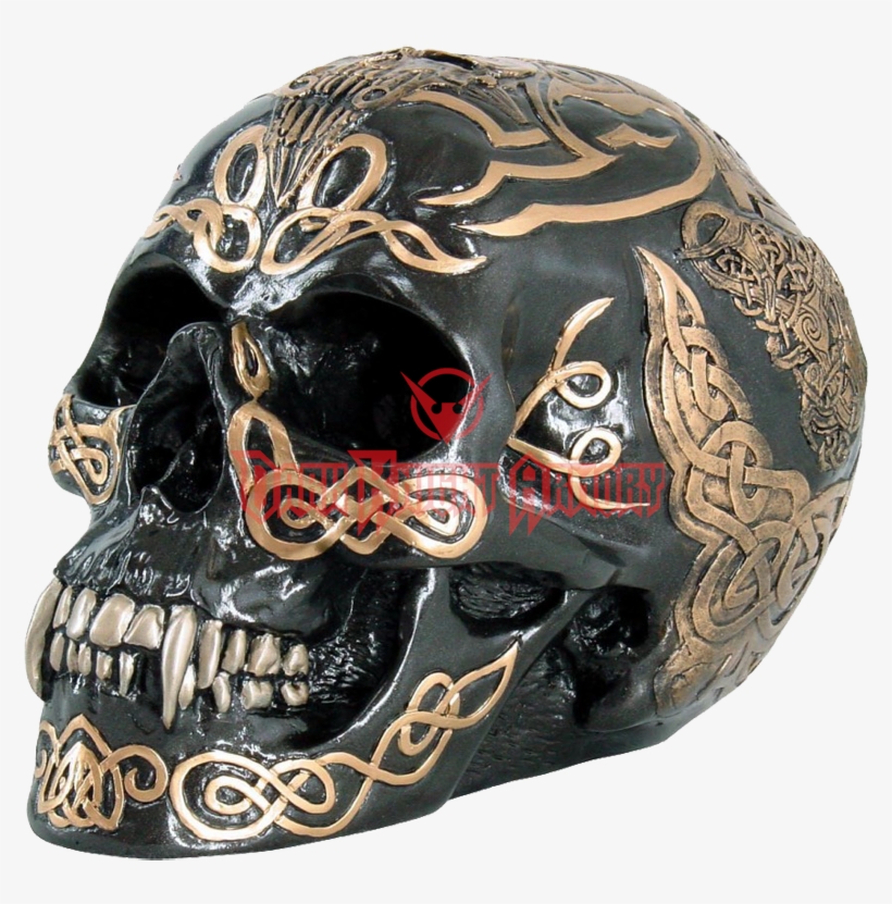 Black Celtic Skull - Celtic Skull, Grey, Artwork, By Pacific Giftware, transparent png download