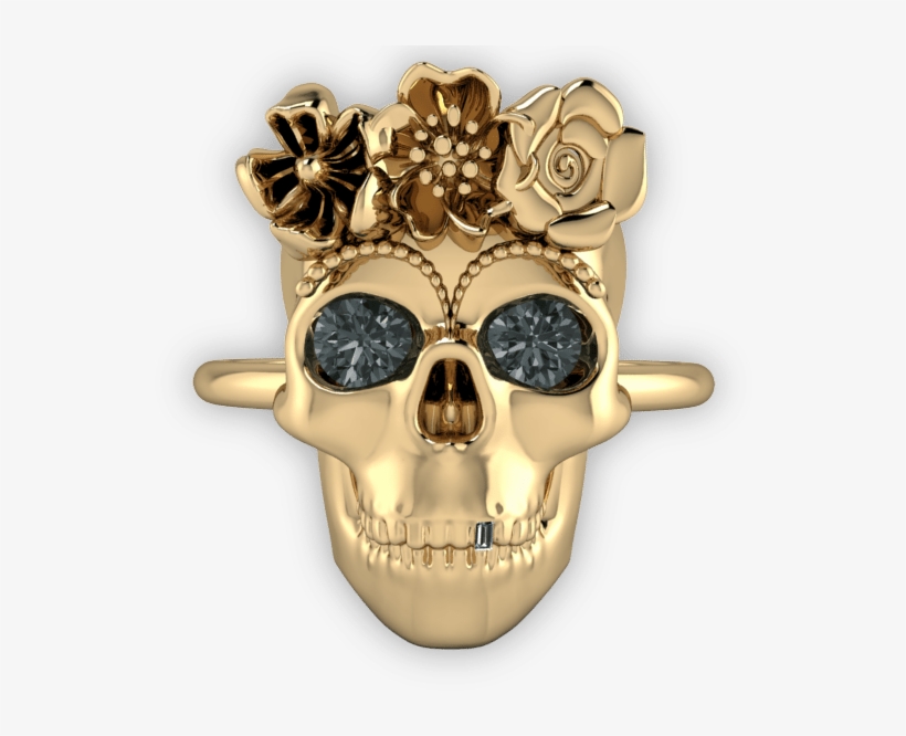 Yellow Gold Day Of The Dead Skull Ring - Ring, transparent png download