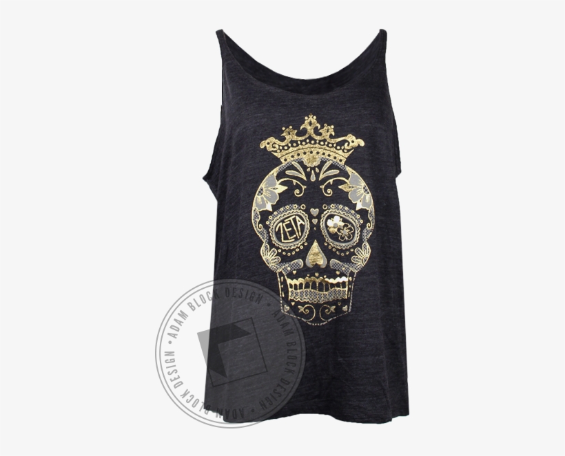 Zeta Tau Alpha Gold Skull Tank Top - Active Tank, transparent png download