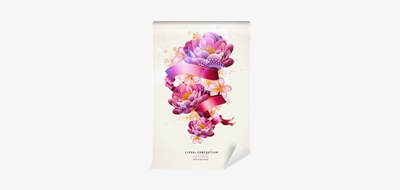 Colorful Floral Composition With Watercolor Splats - Vector Graphics, transparent png download