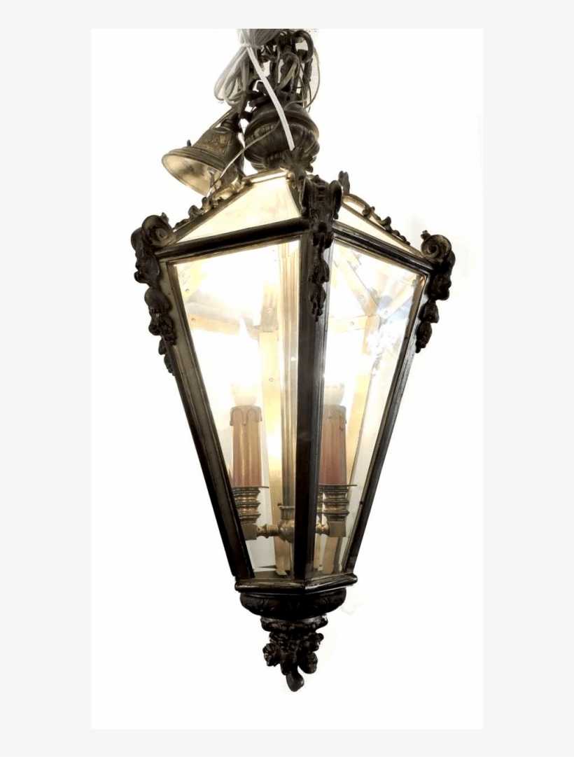 Late 19th Century Hanging Glass Pendant & Bronze Light - Sconce, transparent png download