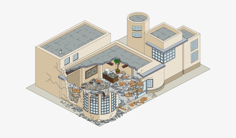Building Quahogpolicestation Destroyed - House, transparent png download